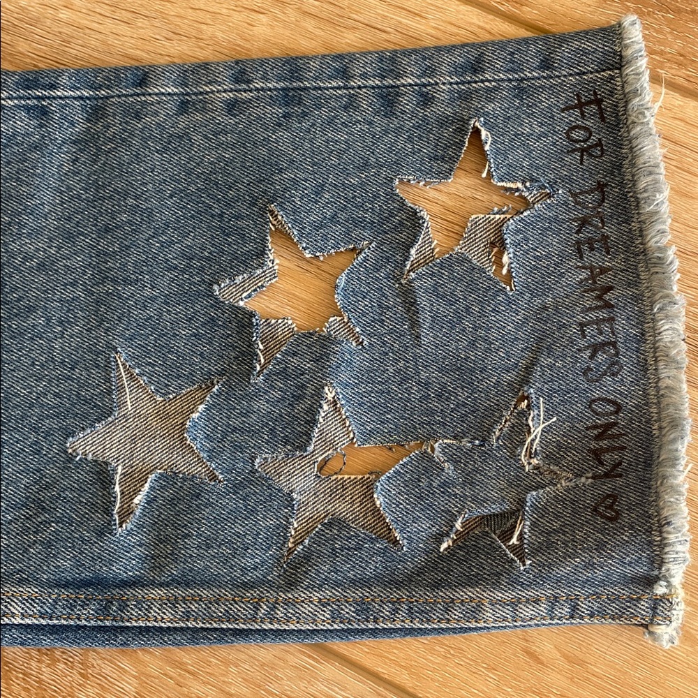 Golden Goose Blue Straight Leg Jeans with Star Embellishments. Made in Italy - Picture 13 of 16